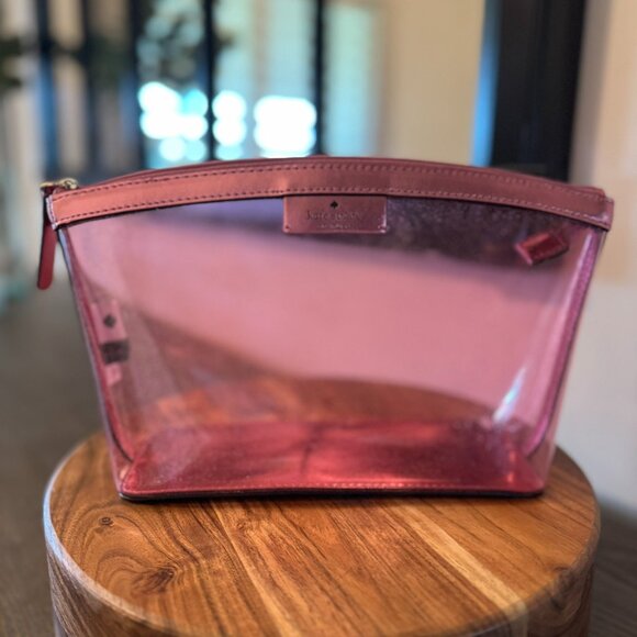 Kate Spade Handbags - Kate Spade Sabine Sparkle Medium Cosmetics Pouch Clear Pink Makeup Bag